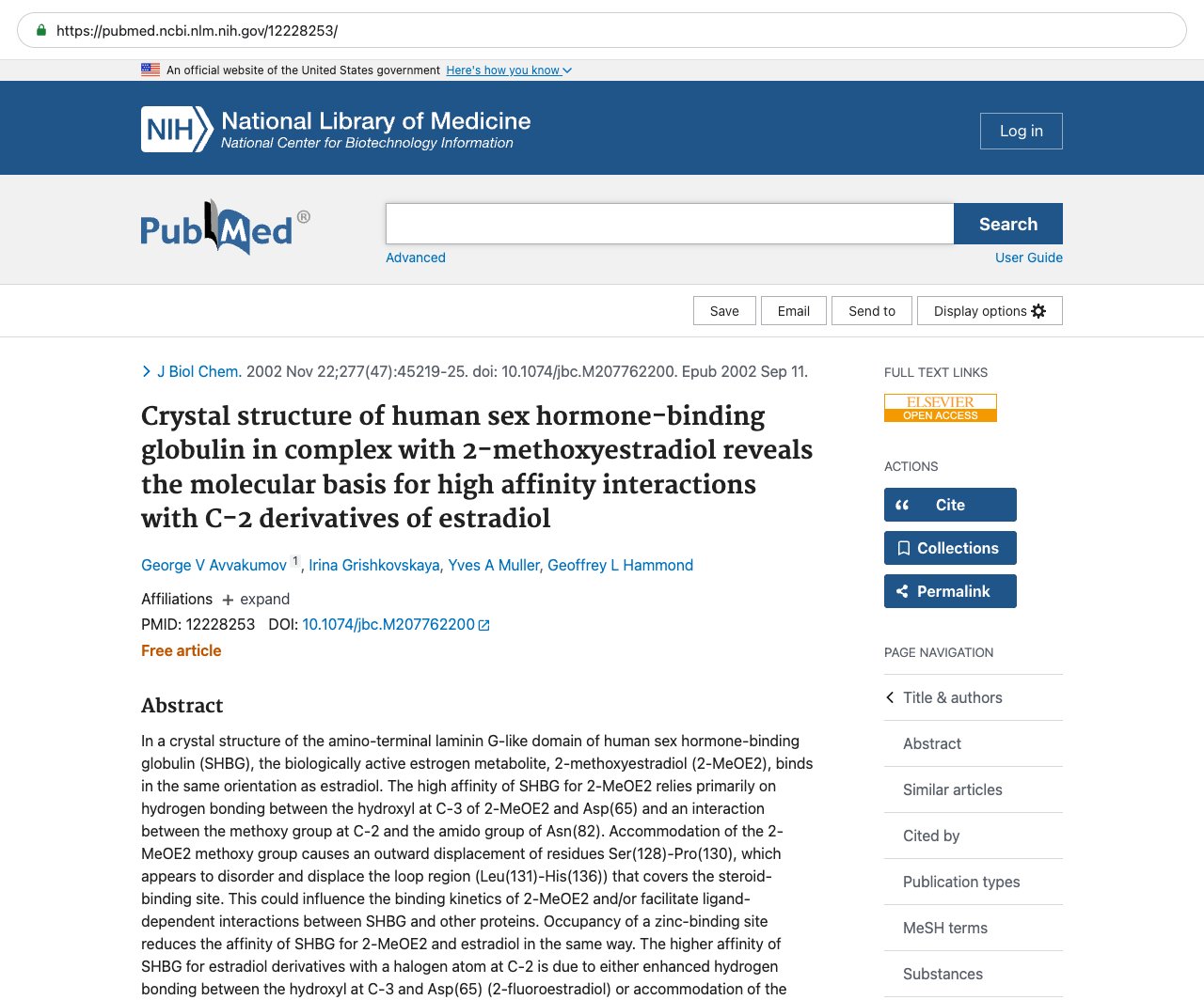 Screenshot — PubMed 12228253