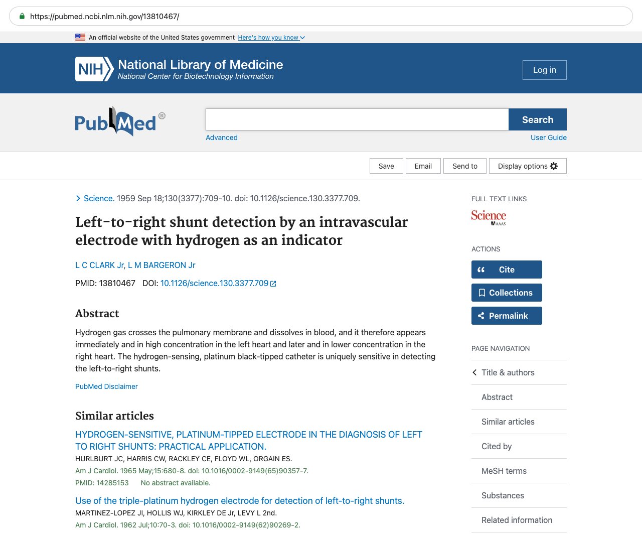 Screenshot — PubMed 13810467
