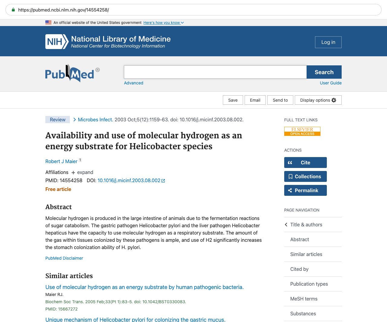 Screenshot — PubMed 14554258