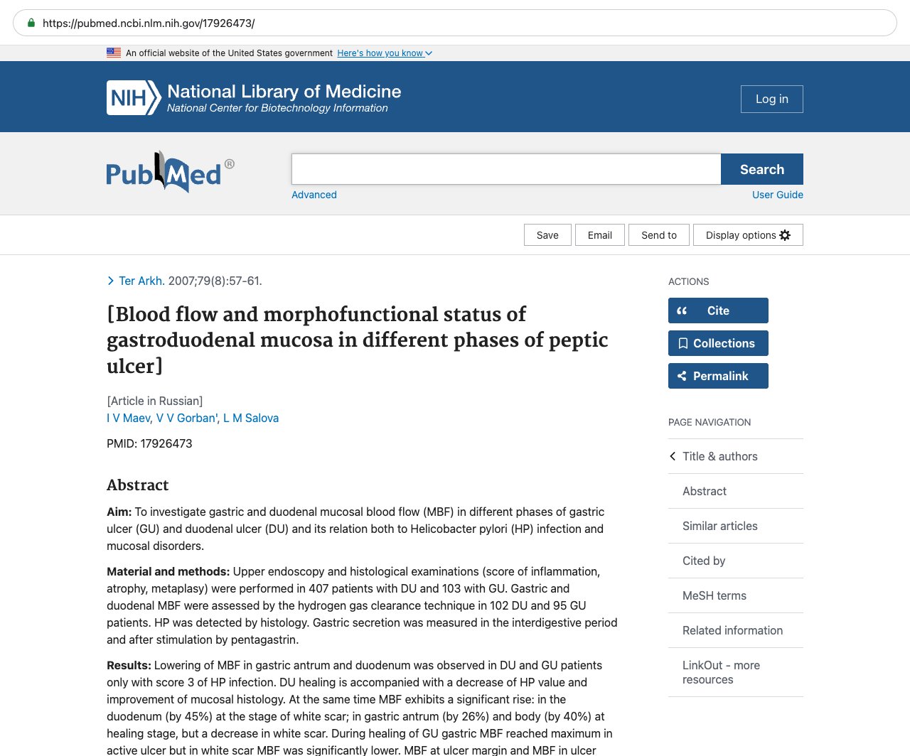 Screenshot — PubMed 17926473