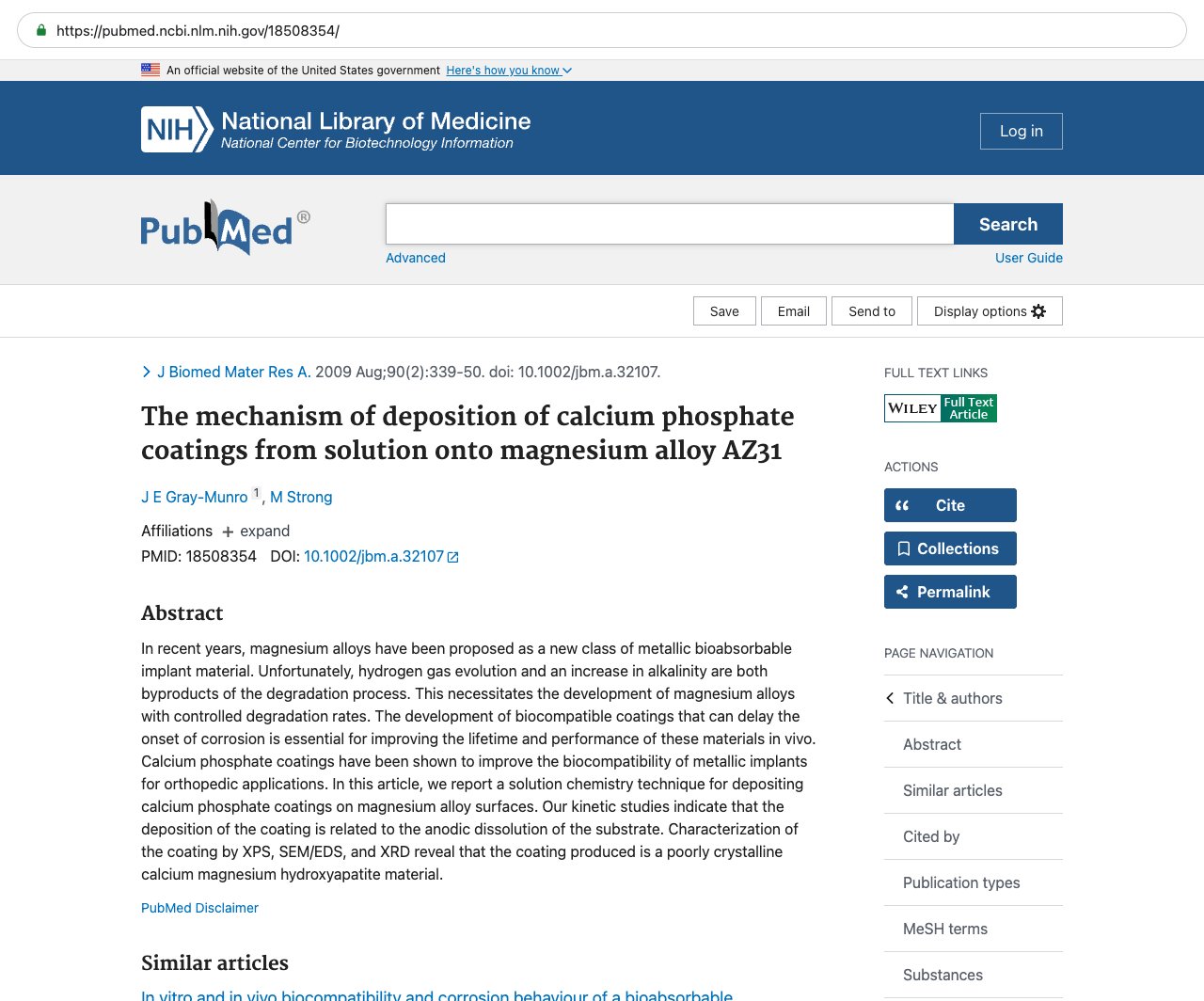 Screenshot — PubMed 18508354