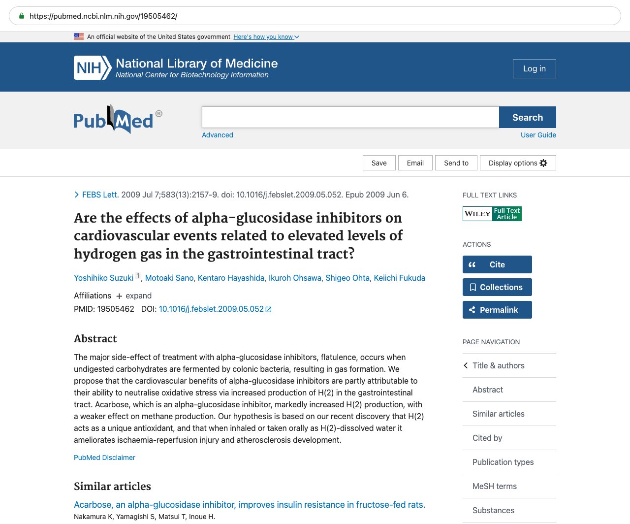 Screenshot — PubMed 19505462