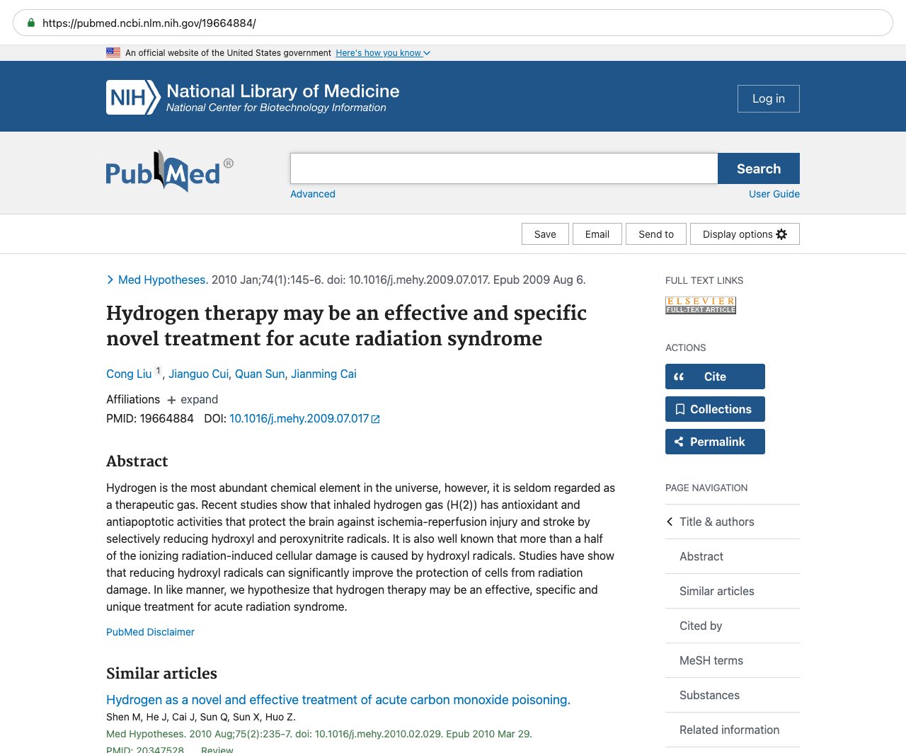 Screenshot — PubMed 19664884