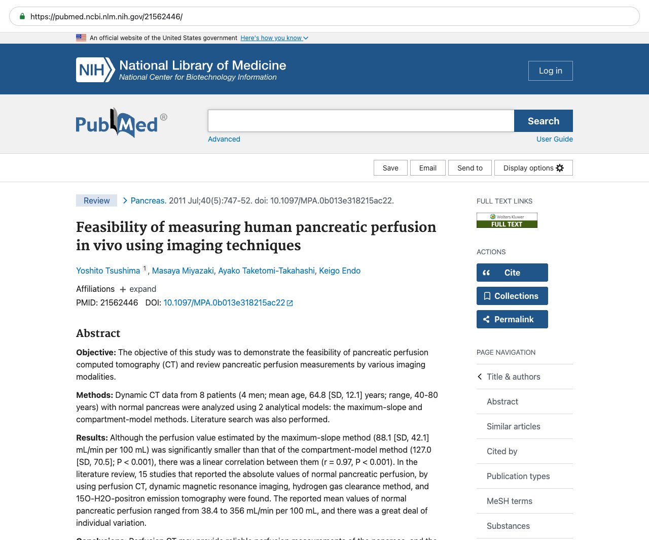 Screenshot — PubMed 21562446