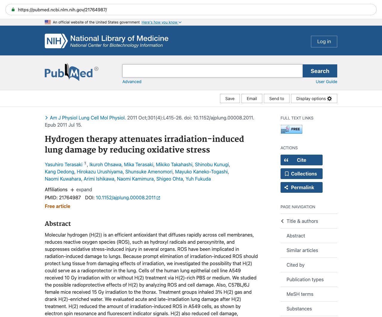 Screenshot — PubMed 21764987