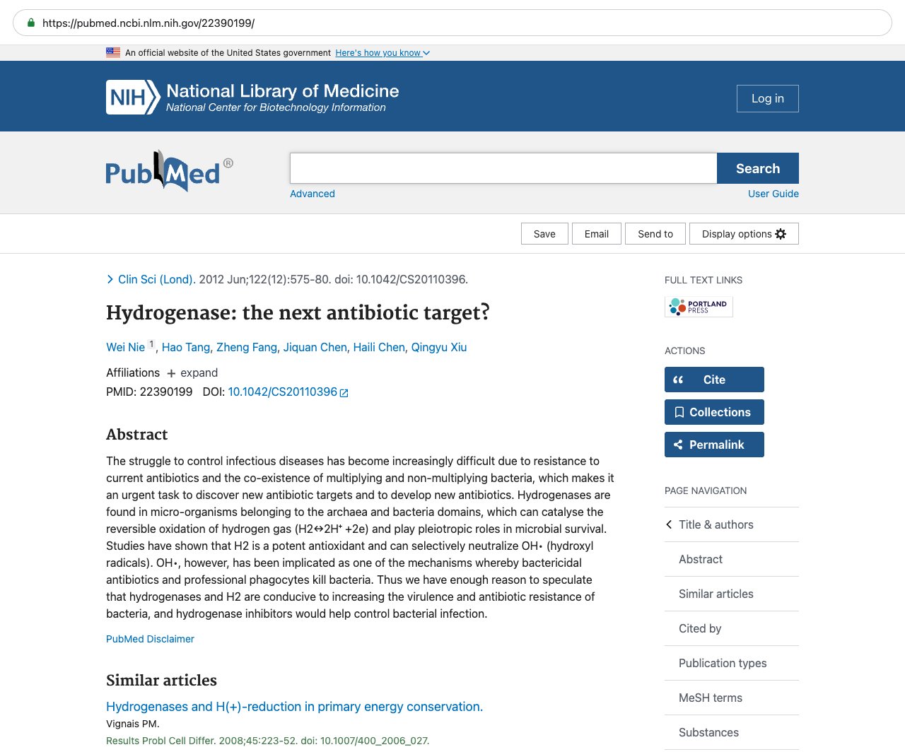Screenshot — PubMed 22390199