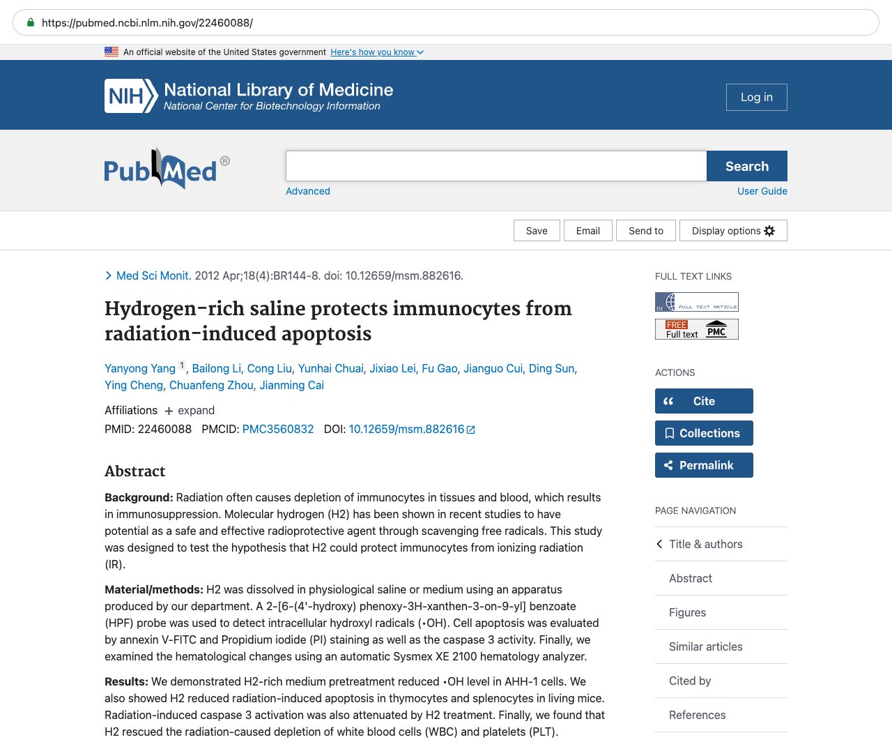 Screenshot — PubMed 22460088