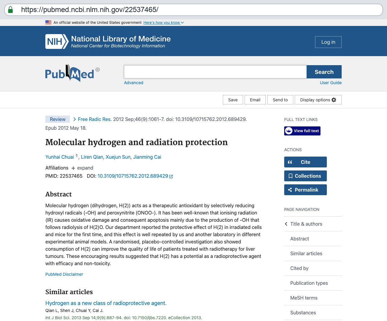 Screenshot — PubMed 22537465