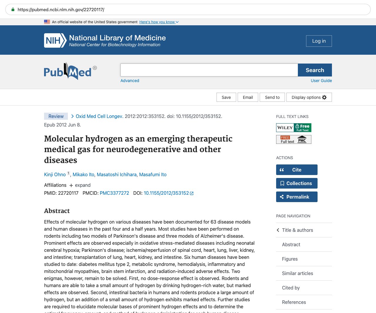 Screenshot — PubMed 22720117