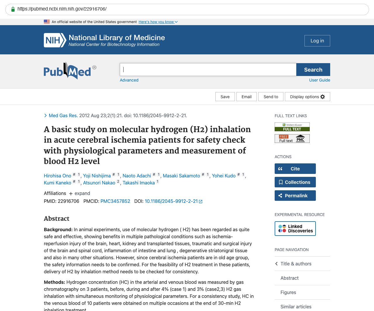 Screenshot — PubMed 22916706