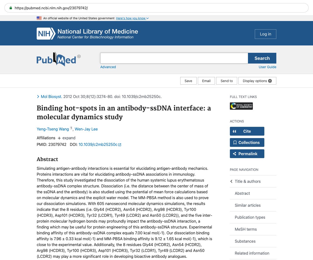 Screenshot — PubMed 23079742