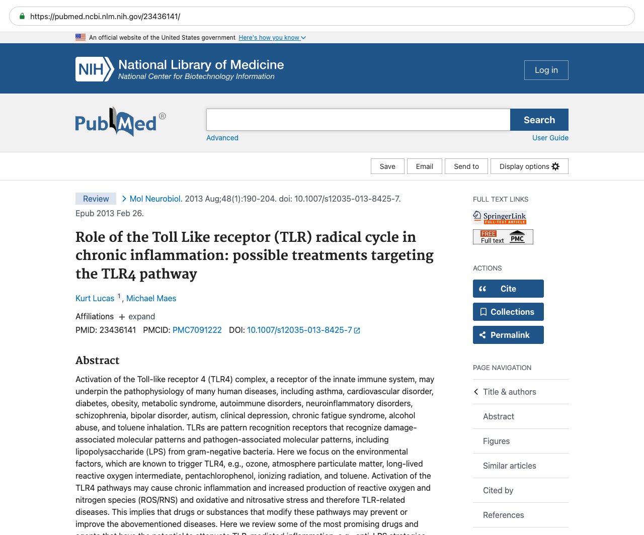 Screenshot — PubMed 23436141