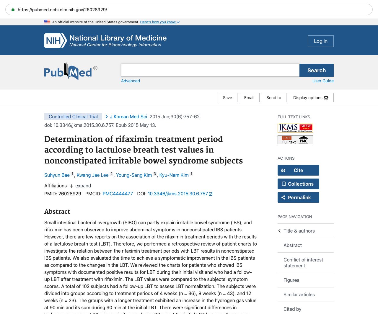 Screenshot — PubMed 26028929