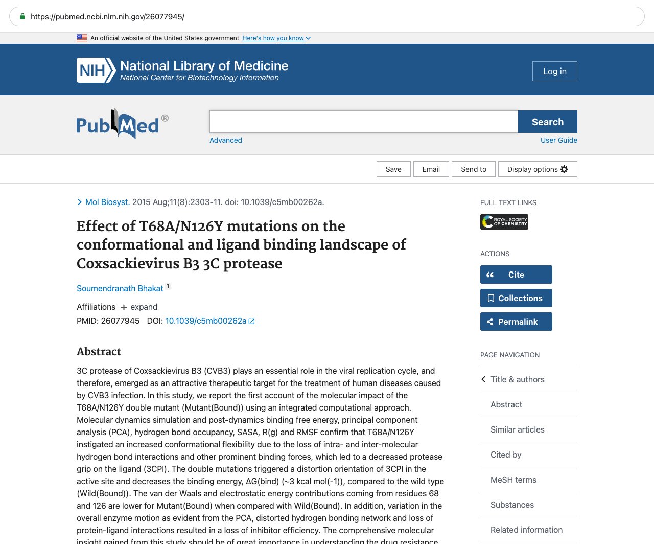 Screenshot — PubMed 26077945