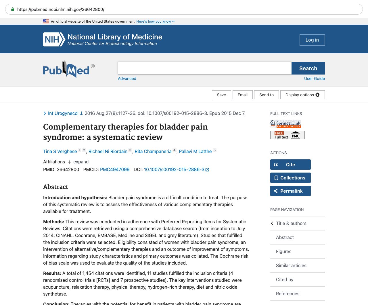 Screenshot — PubMed 26642800