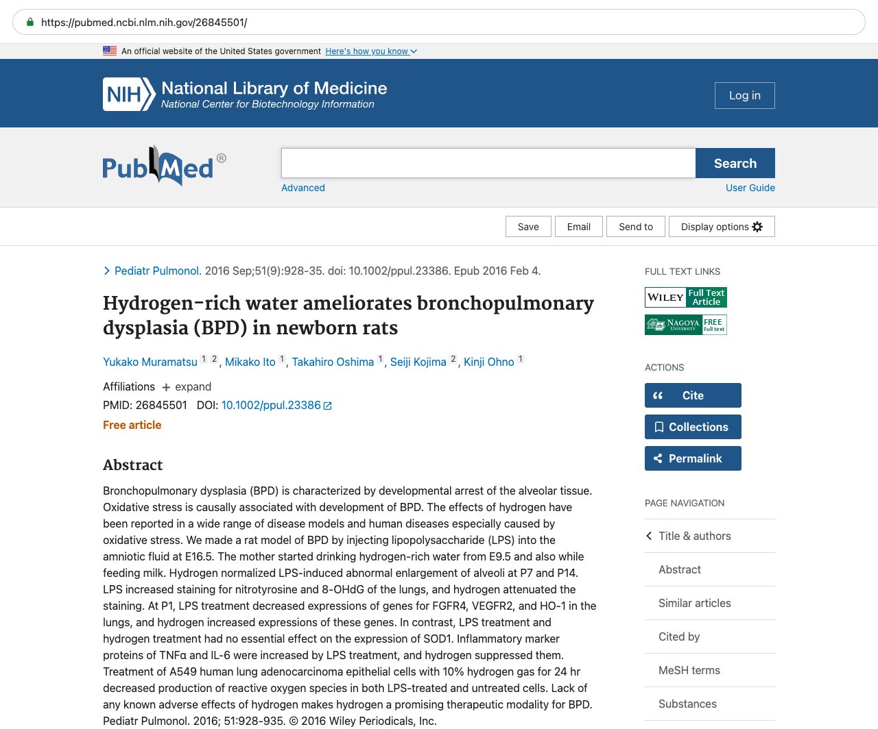 Screenshot — PubMed 26845501