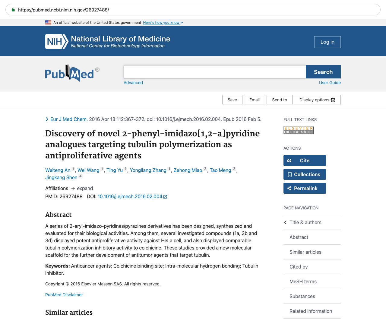 Screenshot — PubMed 26927488