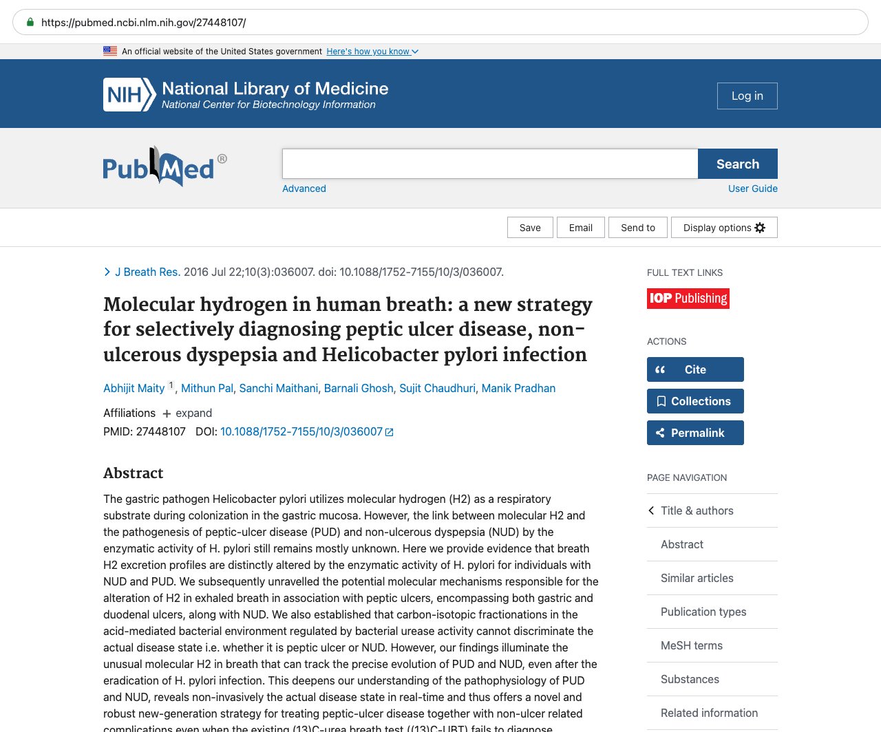 Screenshot — PubMed 27448107