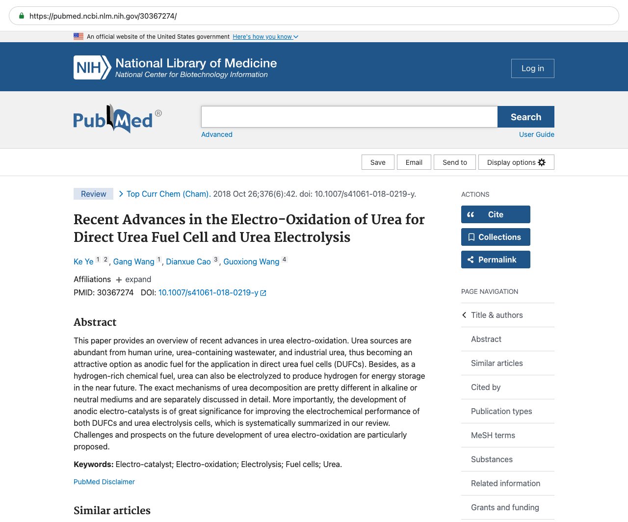 Screenshot — PubMed 30367274