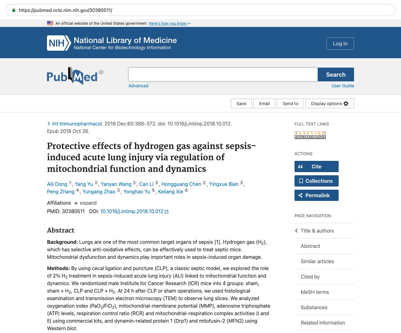 Screenshot — PubMed 30380511