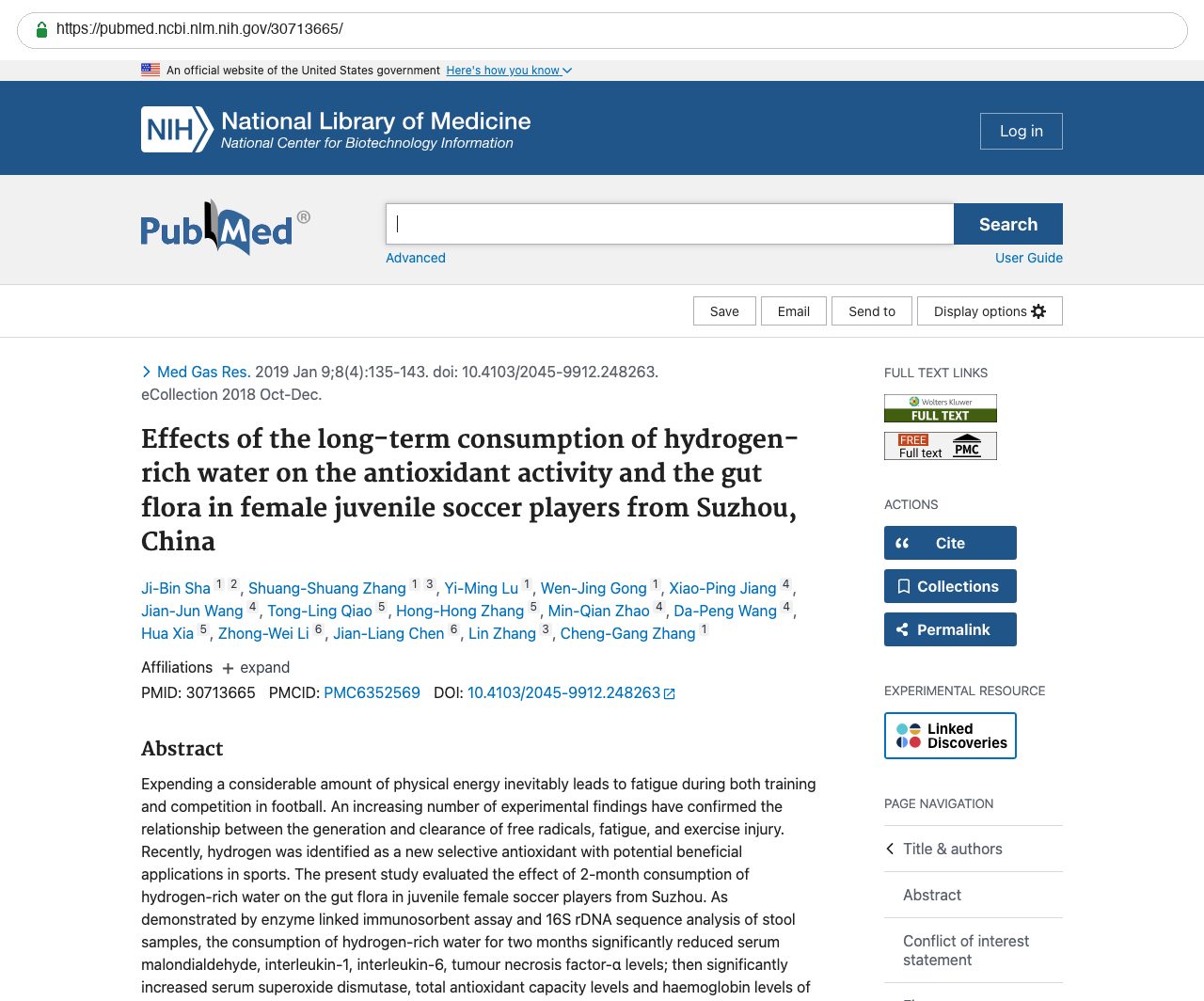 Screenshot — PubMed 30713665
