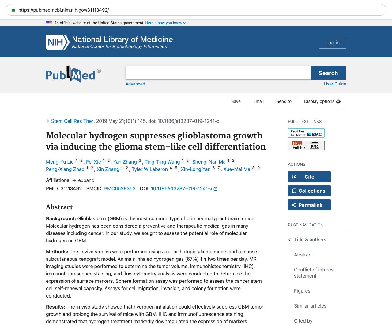 Screenshot — PubMed 31113492