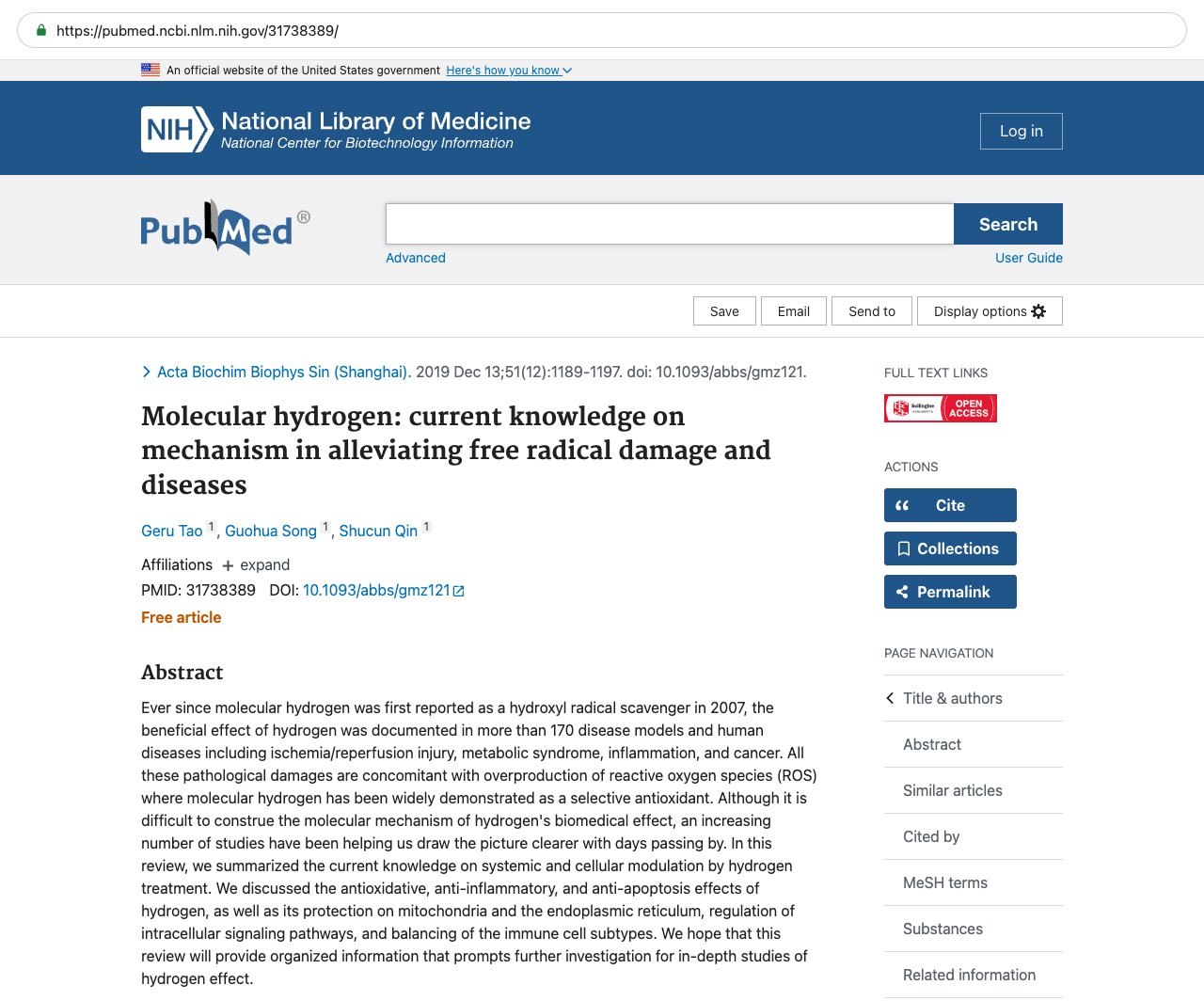 Screenshot — PubMed 31738389
