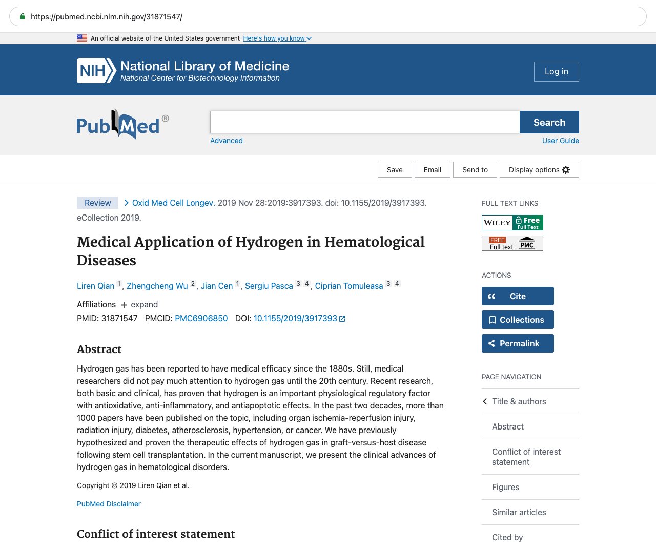 Screenshot — PubMed 31871547