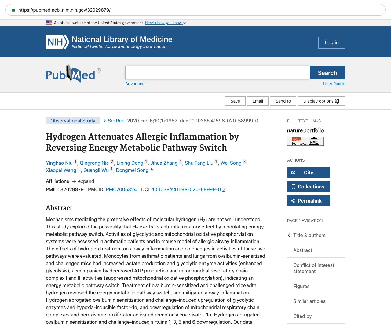 Screenshot — PubMed 32029879
