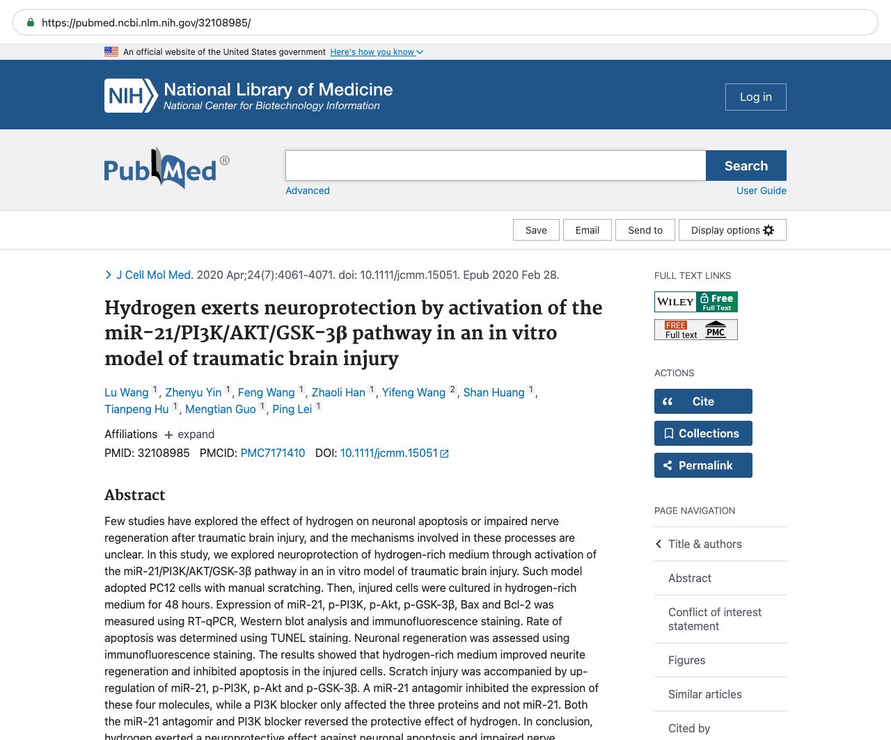 Screenshot — PubMed 32108985