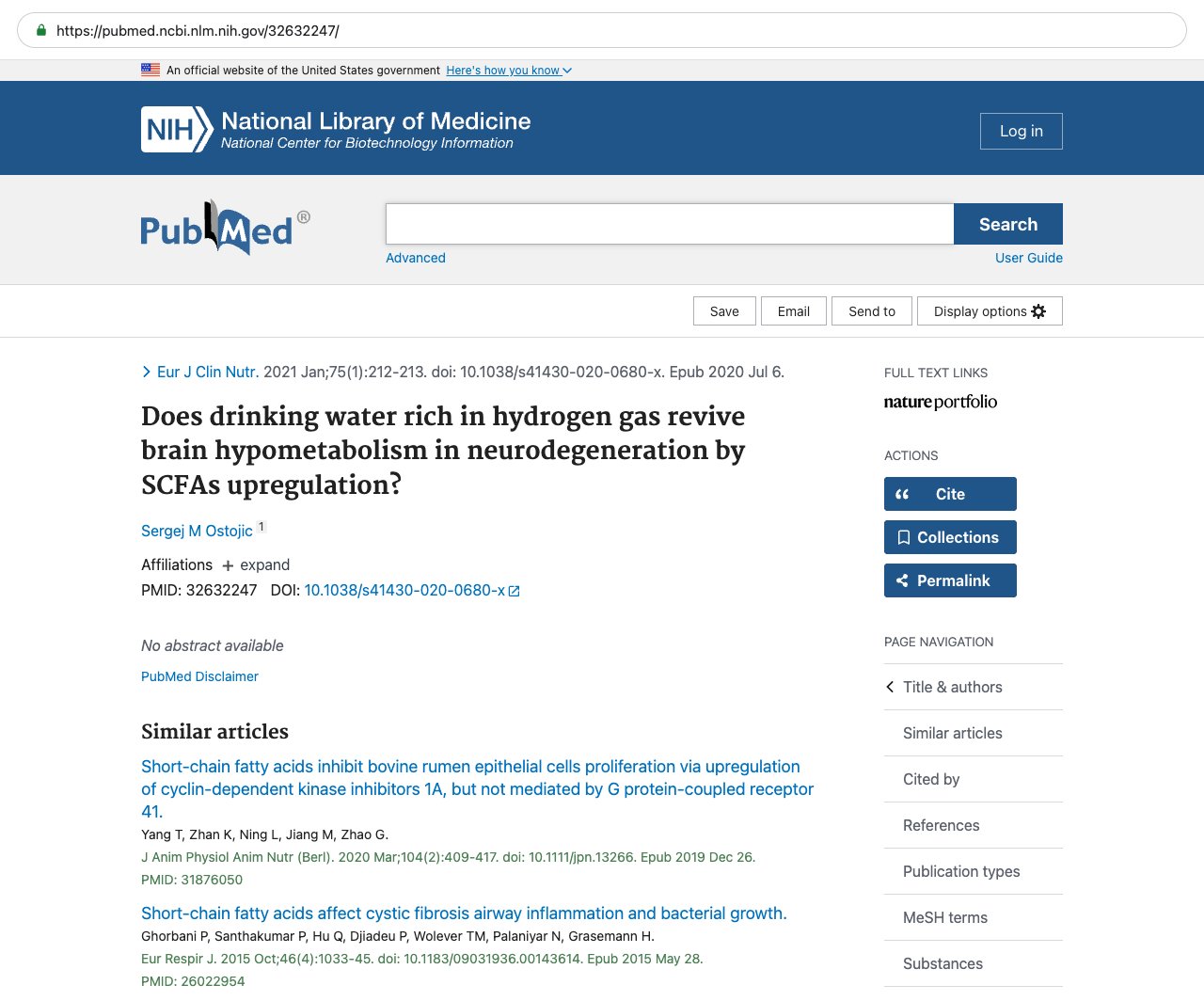 Screenshot — PubMed 32632247