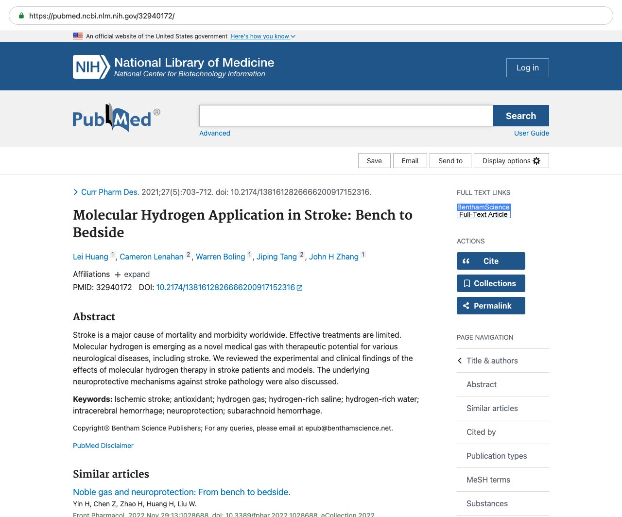 Screenshot — PubMed 32940172