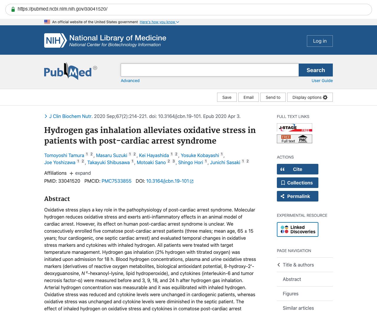Screenshot — PubMed 33041520