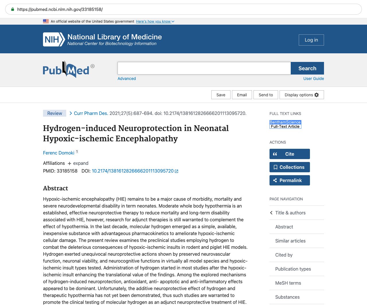 Screenshot — PubMed 33185158