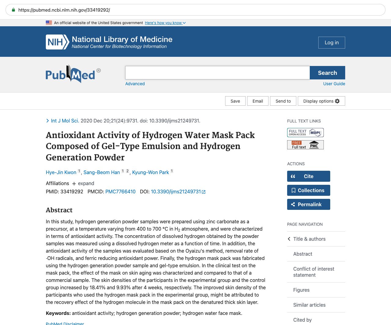 Screenshot — PubMed 33419292