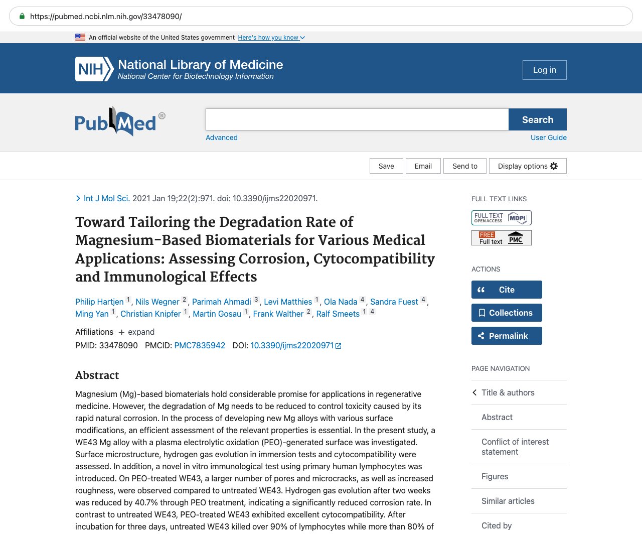 Screenshot — PubMed 33478090