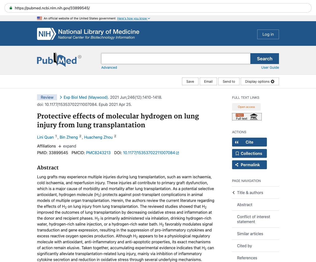 Screenshot — PubMed 33899545