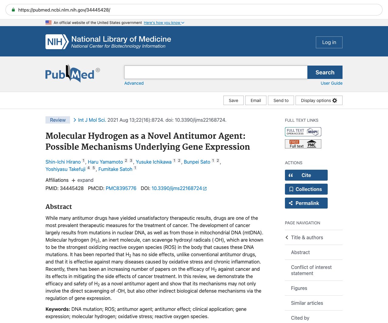 Screenshot — PubMed 34445428