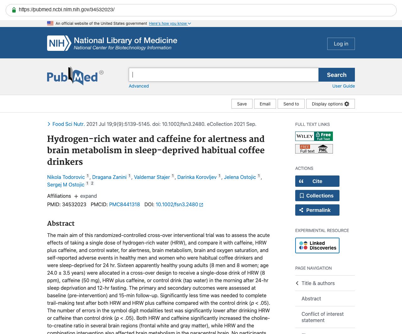 Screenshot — PubMed 34532023