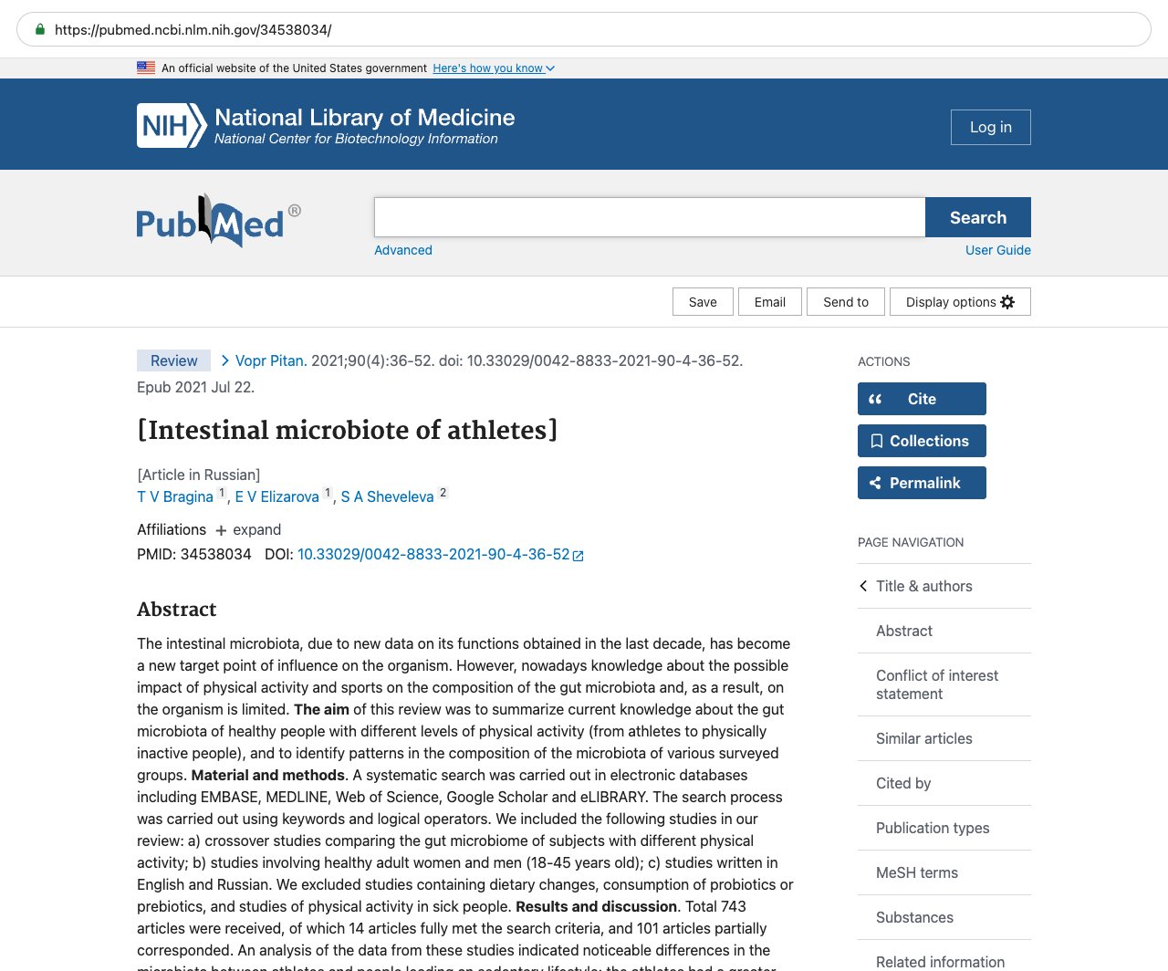 Screenshot — PubMed 34538034