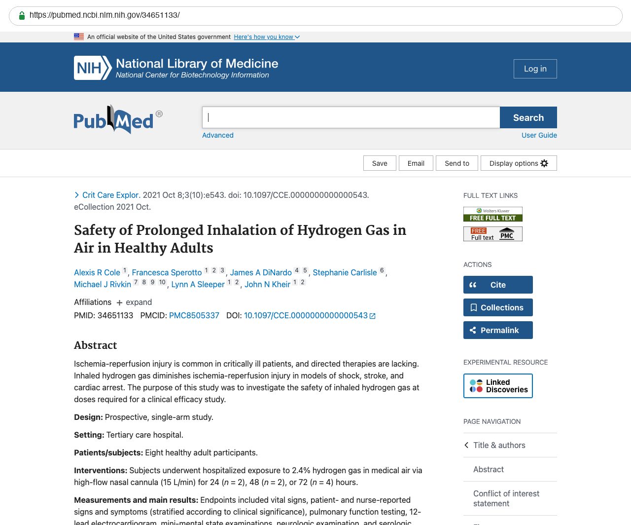 Screenshot — PubMed 34651133