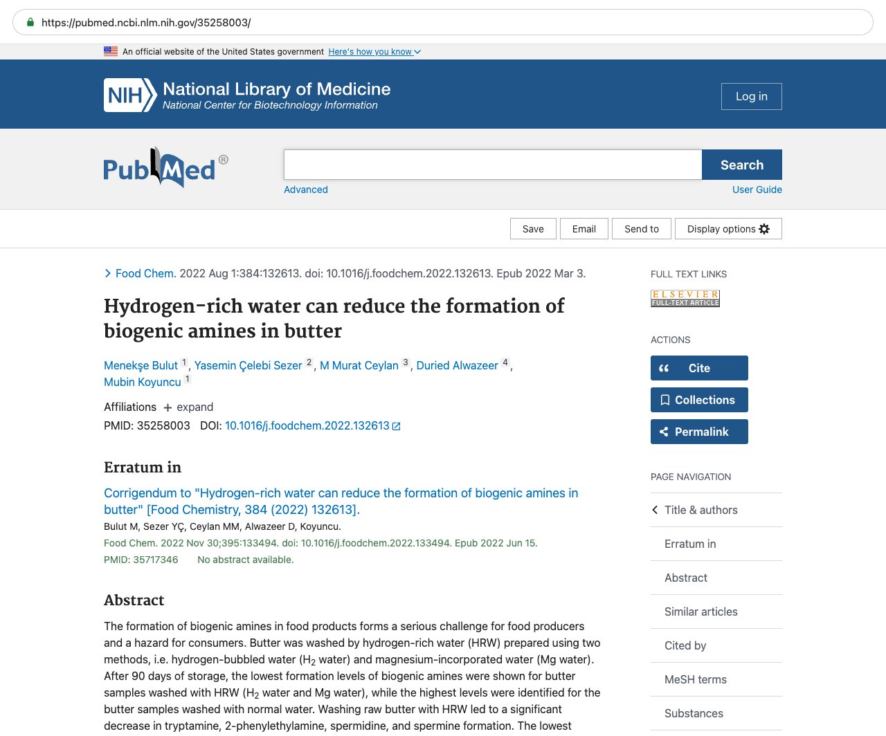 Screenshot — PubMed 35258003