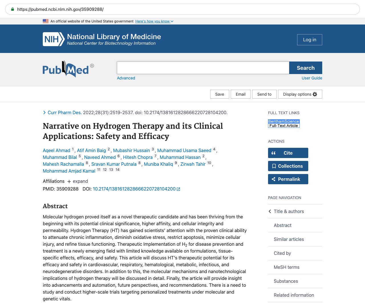 Screenshot — PubMed 35909288