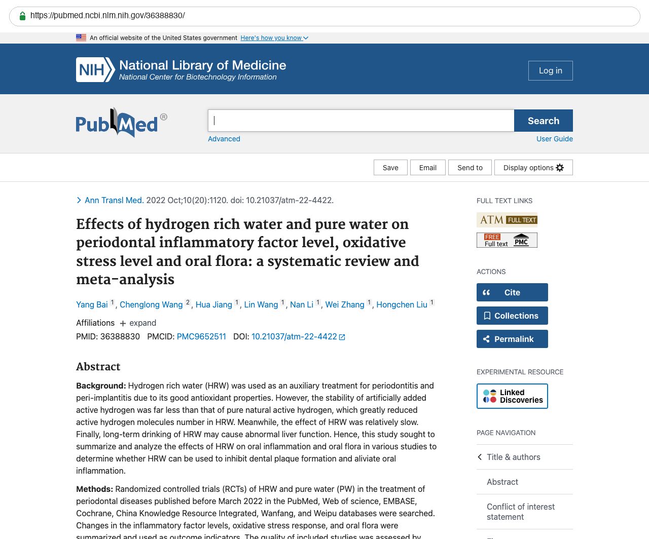 Screenshot — PubMed 36388830