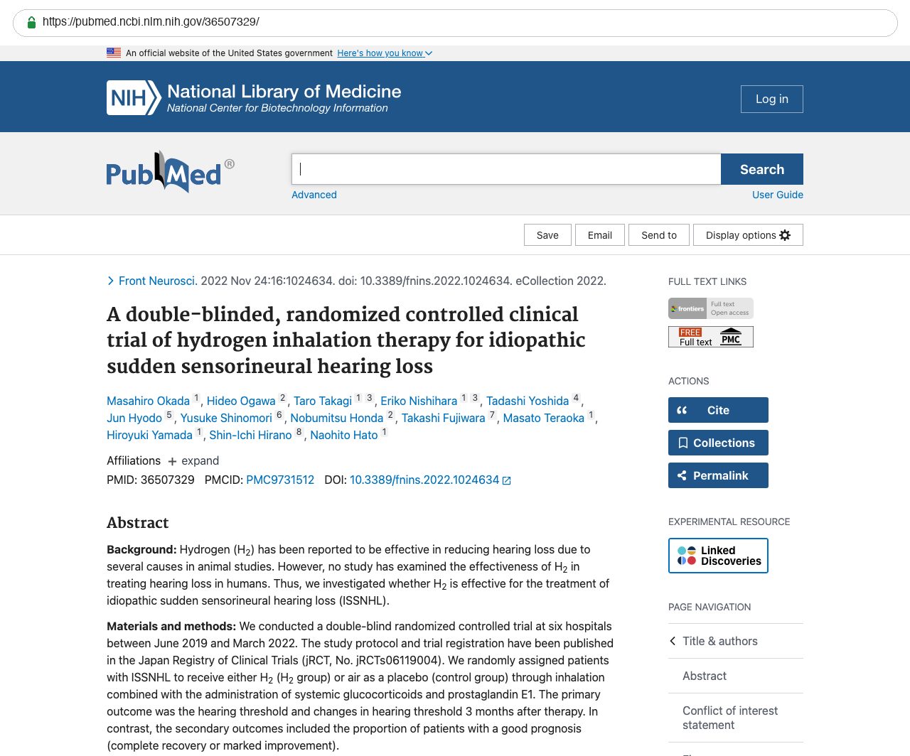 Screenshot — PubMed 36507329