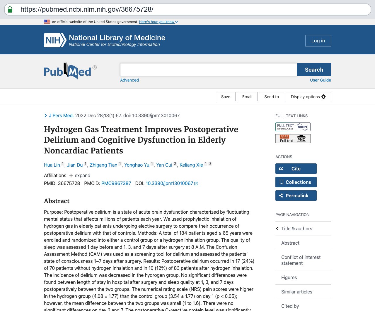 Screenshot — PubMed 36675728