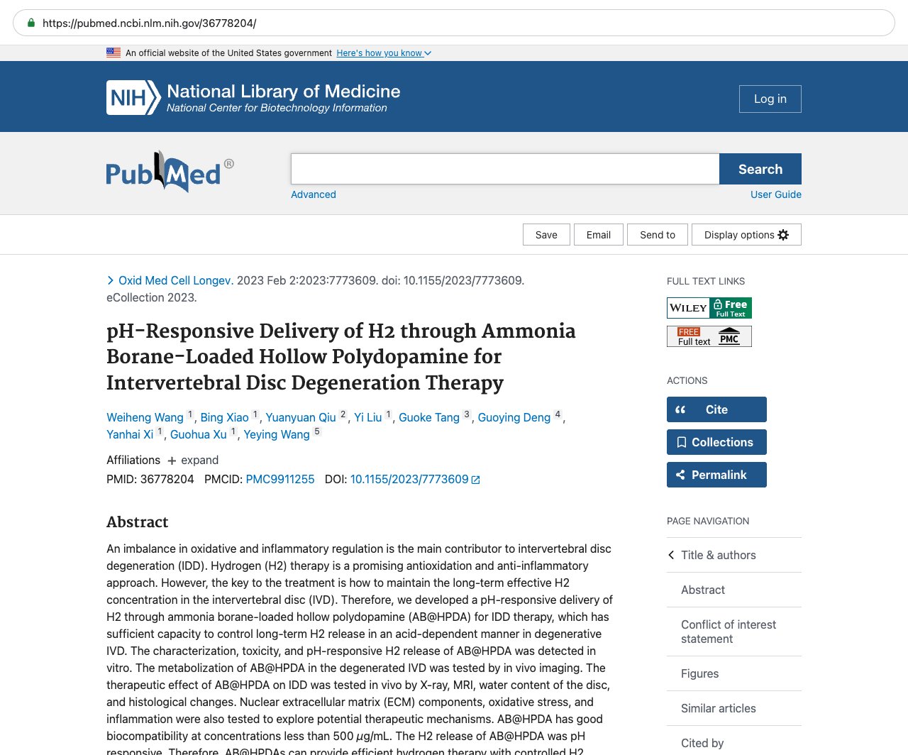 Screenshot — PubMed 36778204