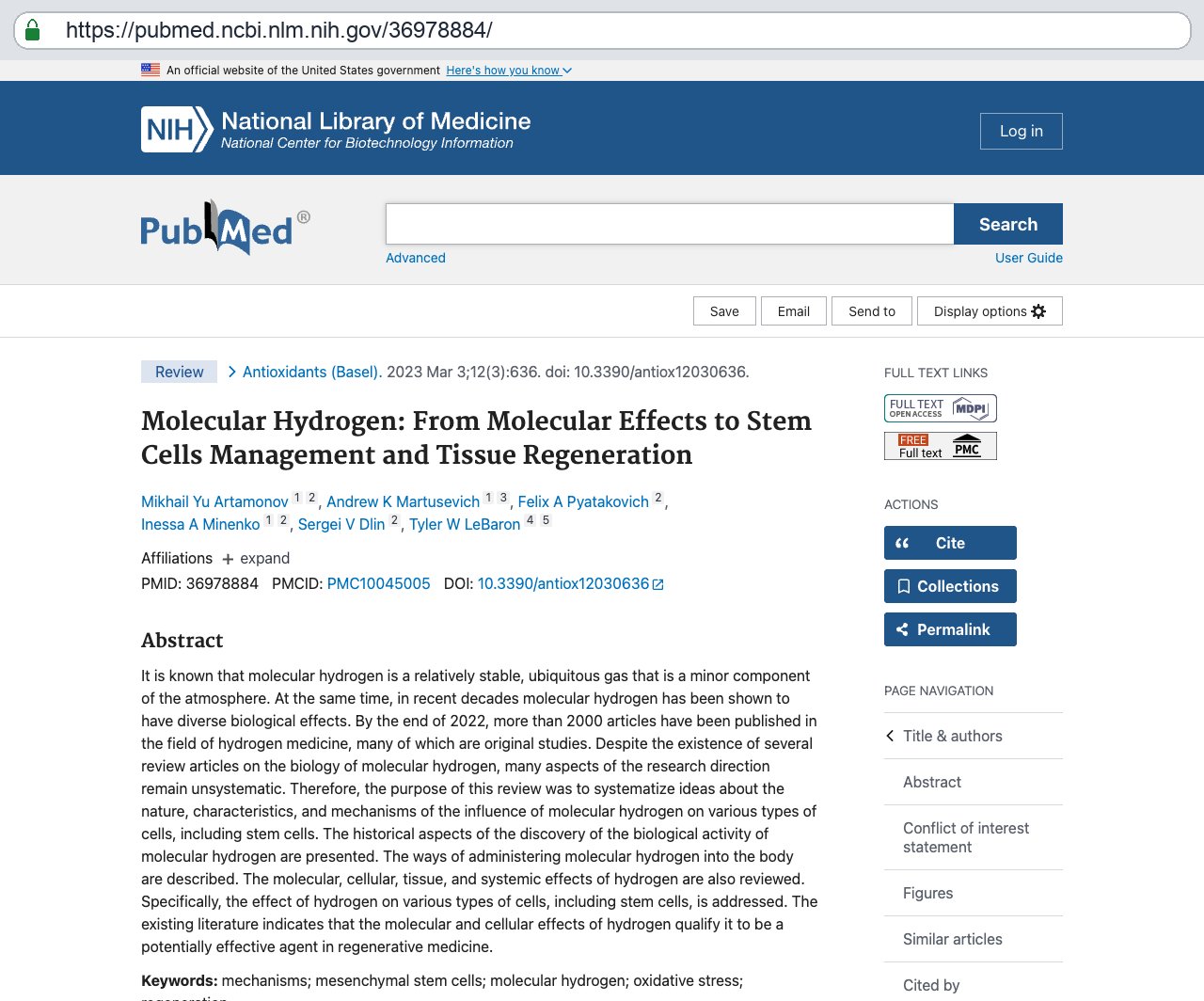 Screenshot — PubMed 36978884