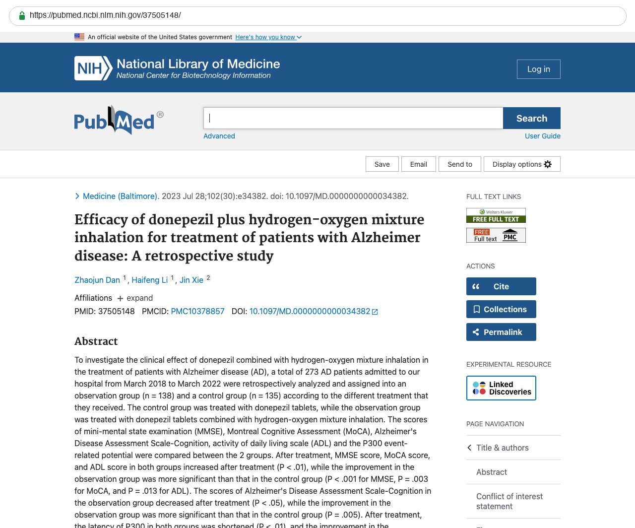 Screenshot — PubMed 37505148