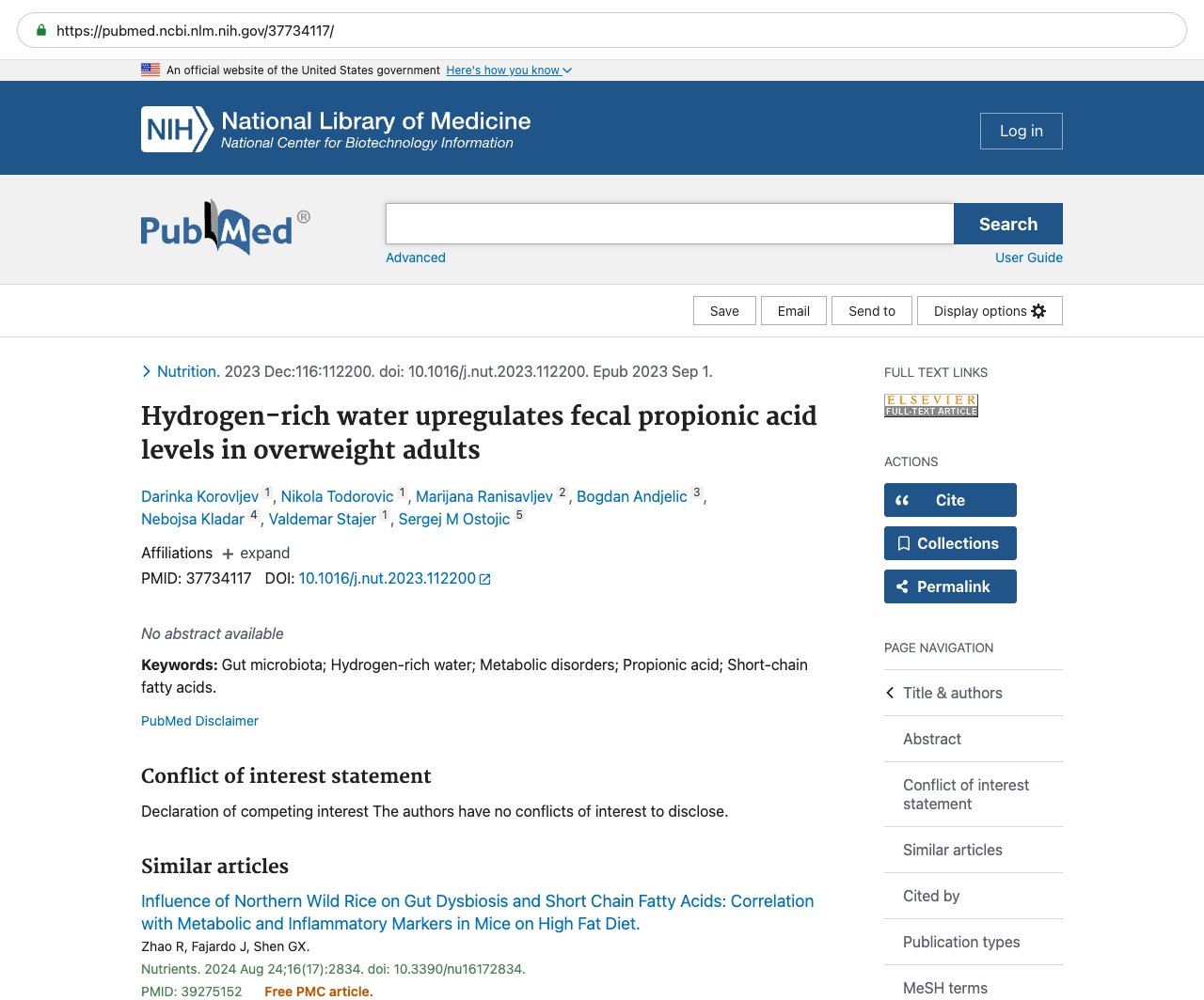 Screenshot — PubMed 37734117